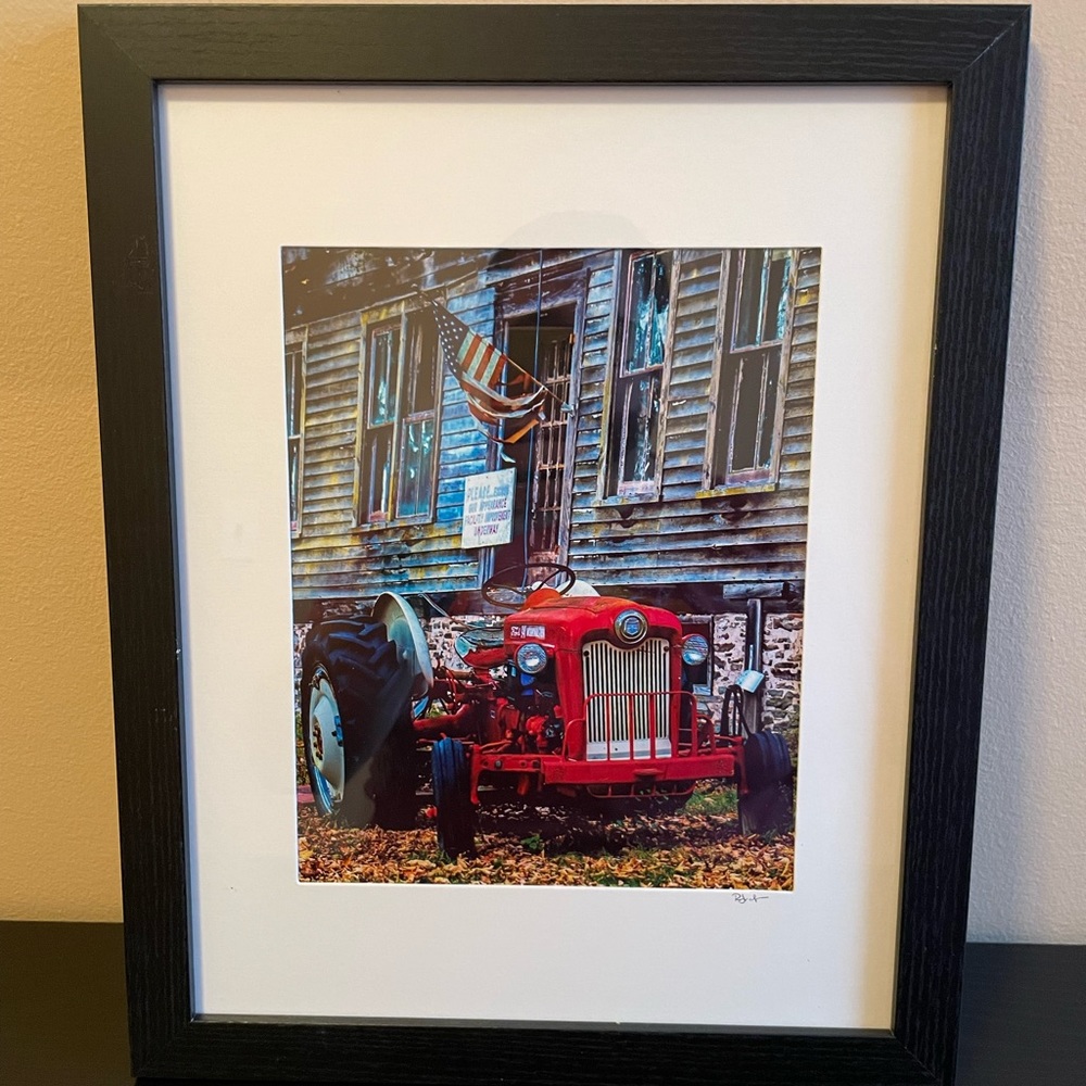 Rustic Ford Farm Tractor Framed Photo